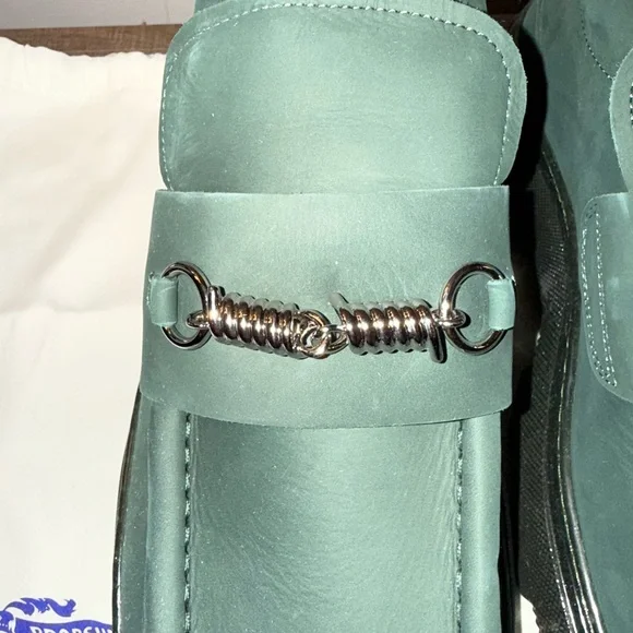 Burberry Wire Creeper Leather Vine Green Derby Shoes  display picture 1